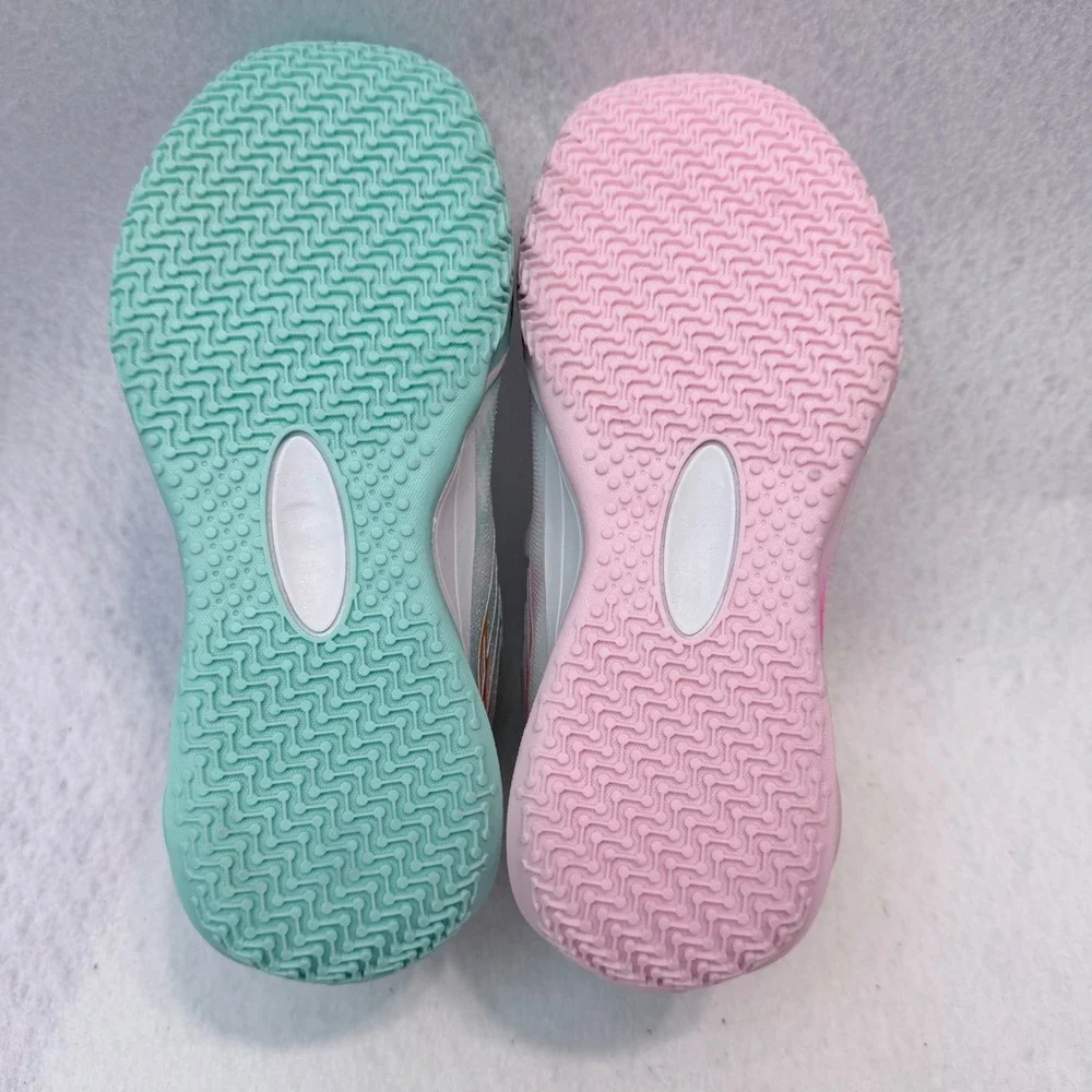 Mismatched Pastel Basketball Sneakers Pink Teal Mesh Sport Shoes US 6.5